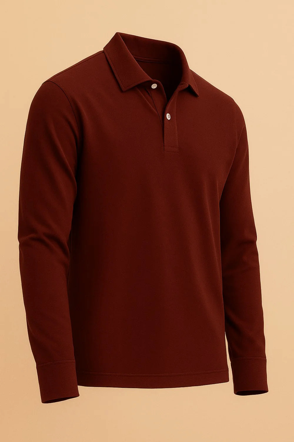 Brown Cotton Polo Shirt Full Sleeve